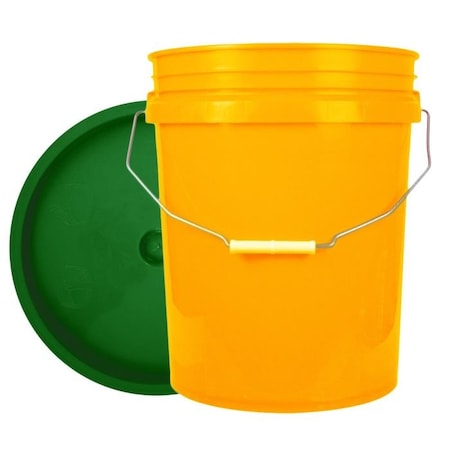 World Enterprises Bucket, 12 in H, Yellow and Green 5YEL,345GRN
